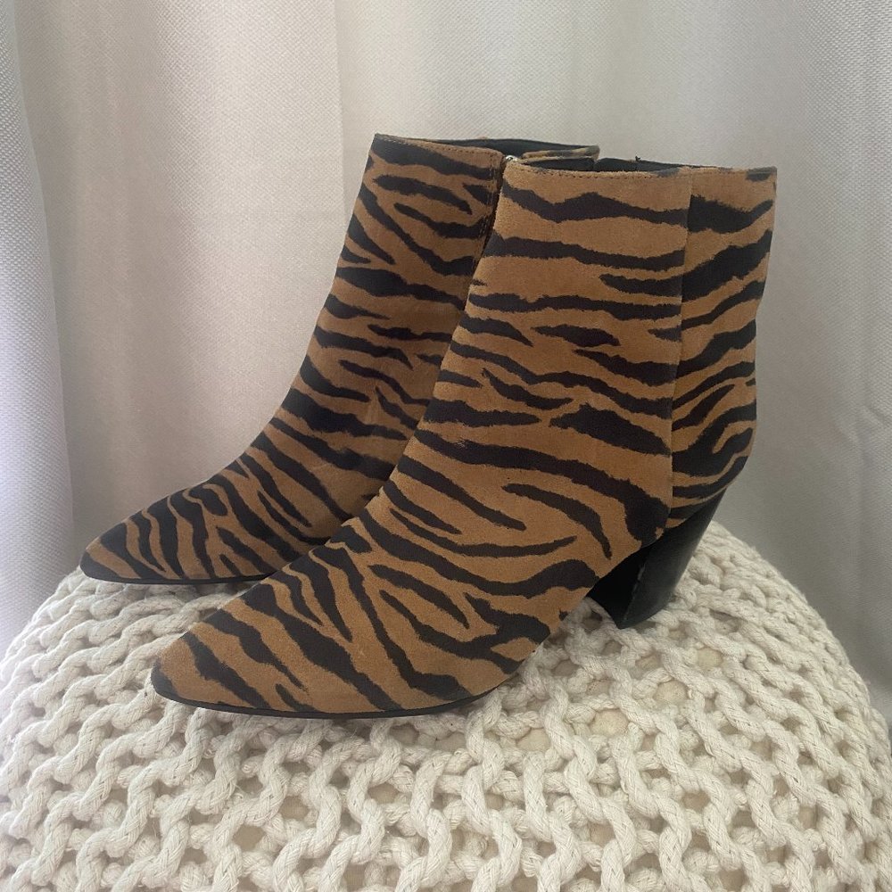 Marc Fisher Suede Tiger Print Ankle Booties